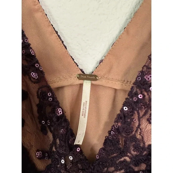 Free People Sequin dress Purple Night Shimmers Mini sleeveless vneck eras tour - Picture 3 of 8